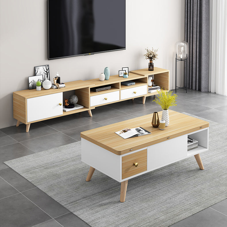Scandinavian TV Console with Drawers Engineered Wood TV Stand