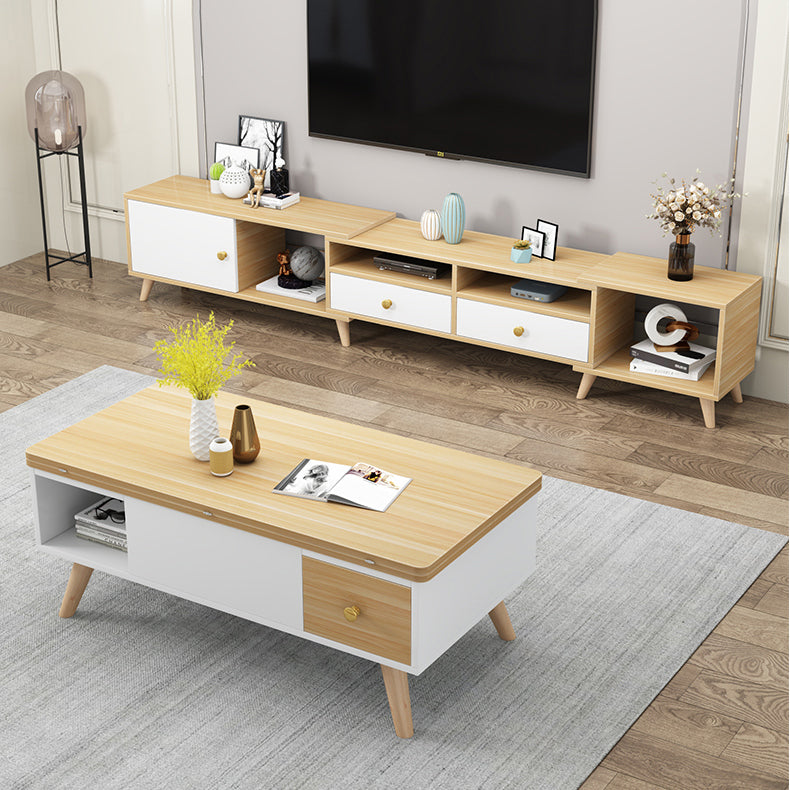 Scandinavian TV Console with Drawers Engineered Wood TV Stand