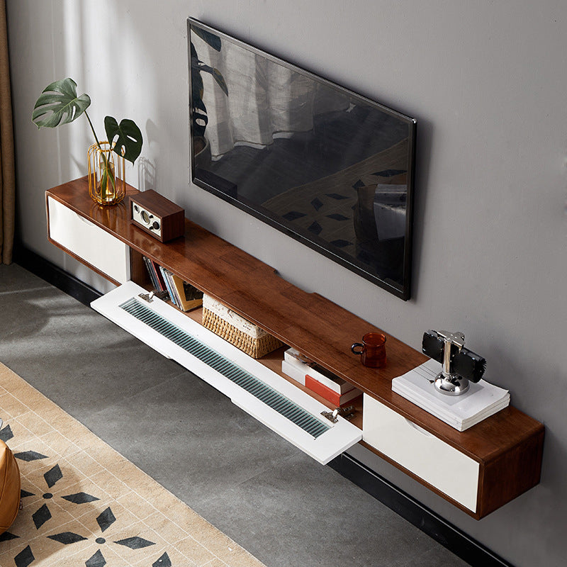 Matte Finish Media Console with Drawers Scandinavian TV Media Stand, Rubberwood