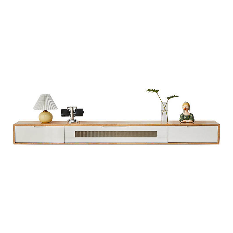 Matte Finish Media Console with Drawers Scandinavian TV Media Stand, Rubberwood