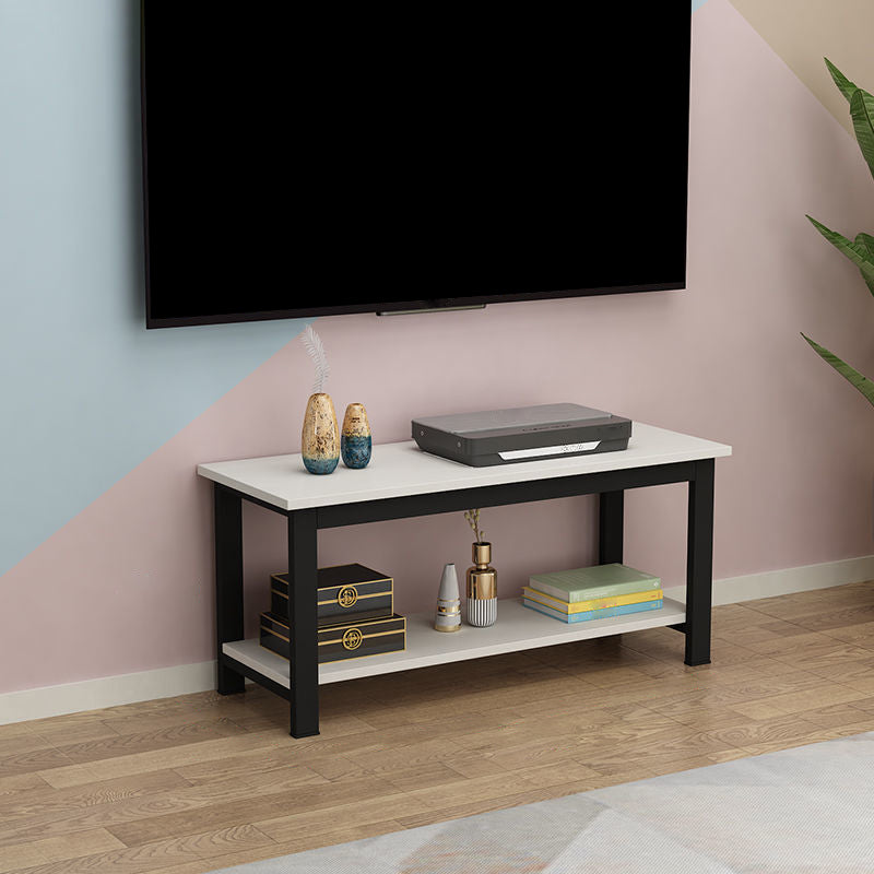 Scandinavian Engineered Wood Media Console with Shelves Matte Finish TV Media Stand