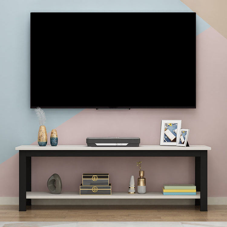 Scandinavian Engineered Wood Media Console with Shelves Matte Finish TV Media Stand