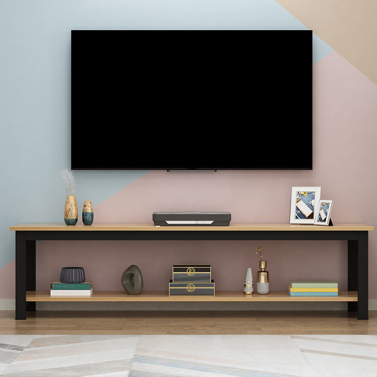 Scandinavian Engineered Wood Media Console with Shelves Matte Finish TV Media Stand