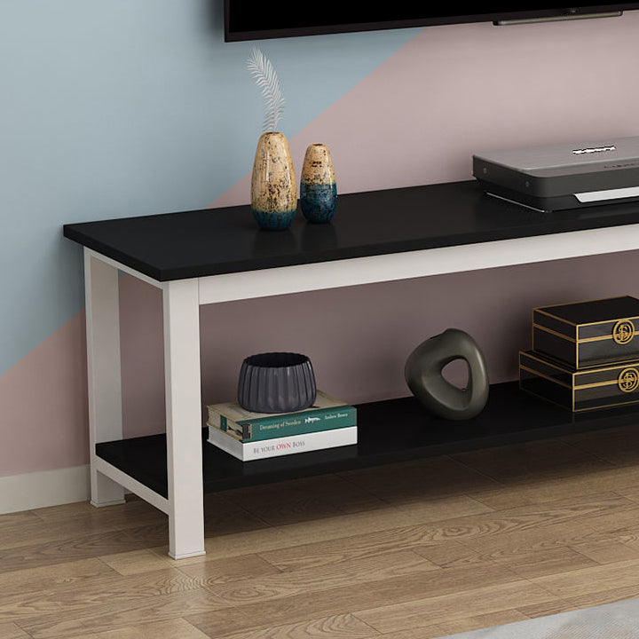 Scandinavian Engineered Wood Media Console with Shelves Matte Finish TV Media Stand