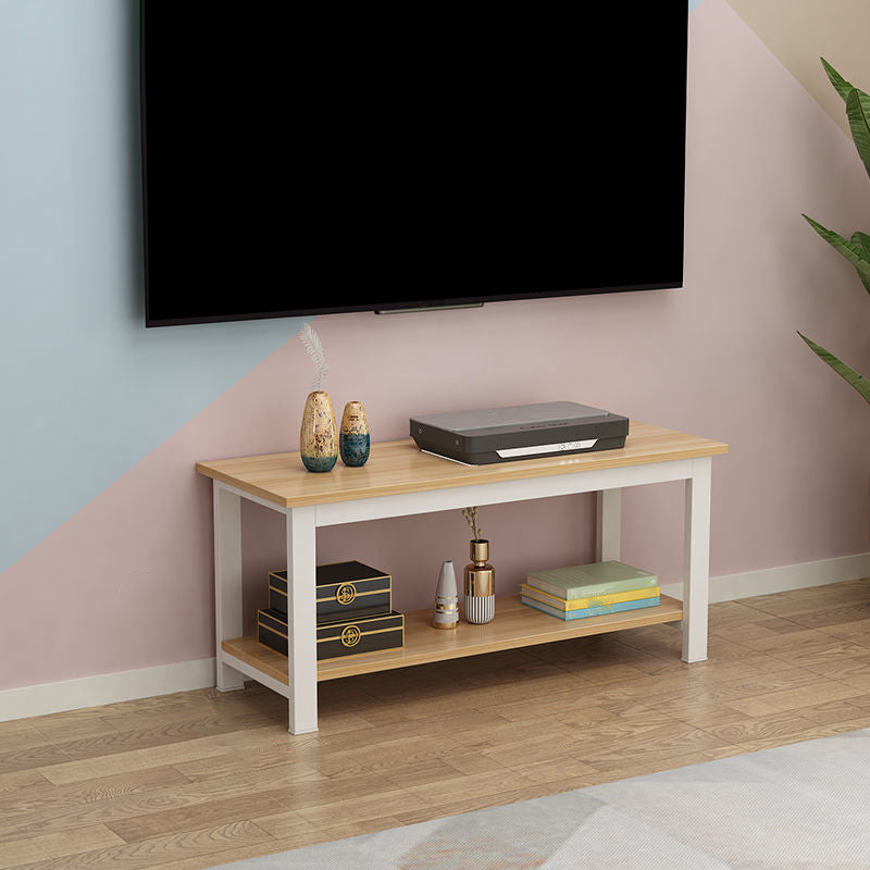 Scandinavian Engineered Wood Media Console with Shelves Matte Finish TV Media Stand