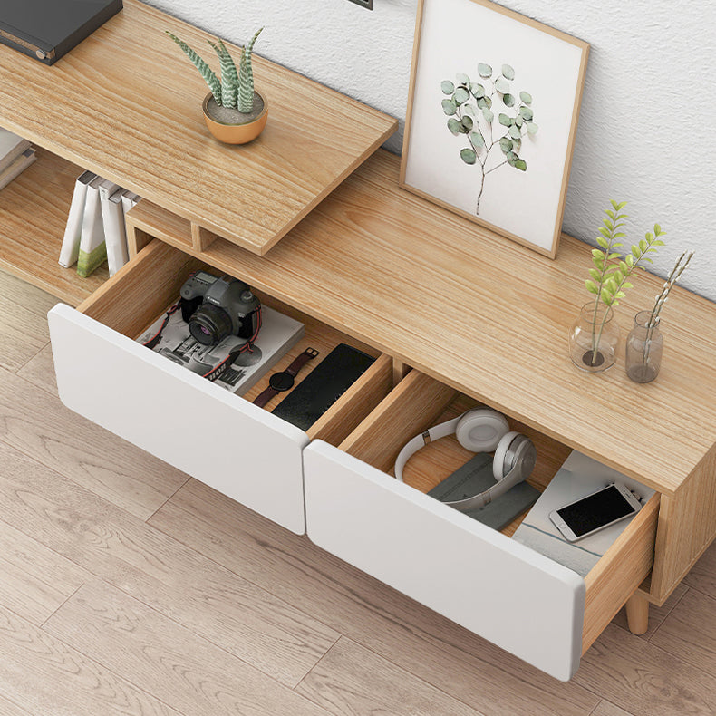 Scandinavian TV Media Stand with Drawers Engineered Wood TV Stand