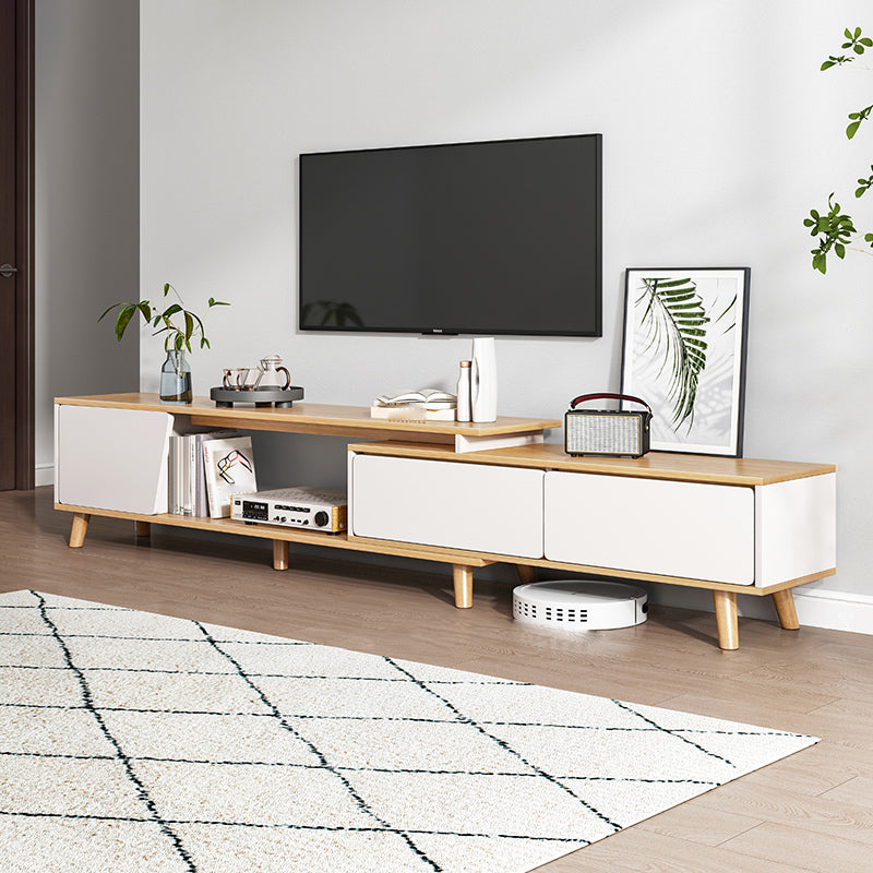 Scandinavian TV Media Stand with Drawers Engineered Wood TV Stand