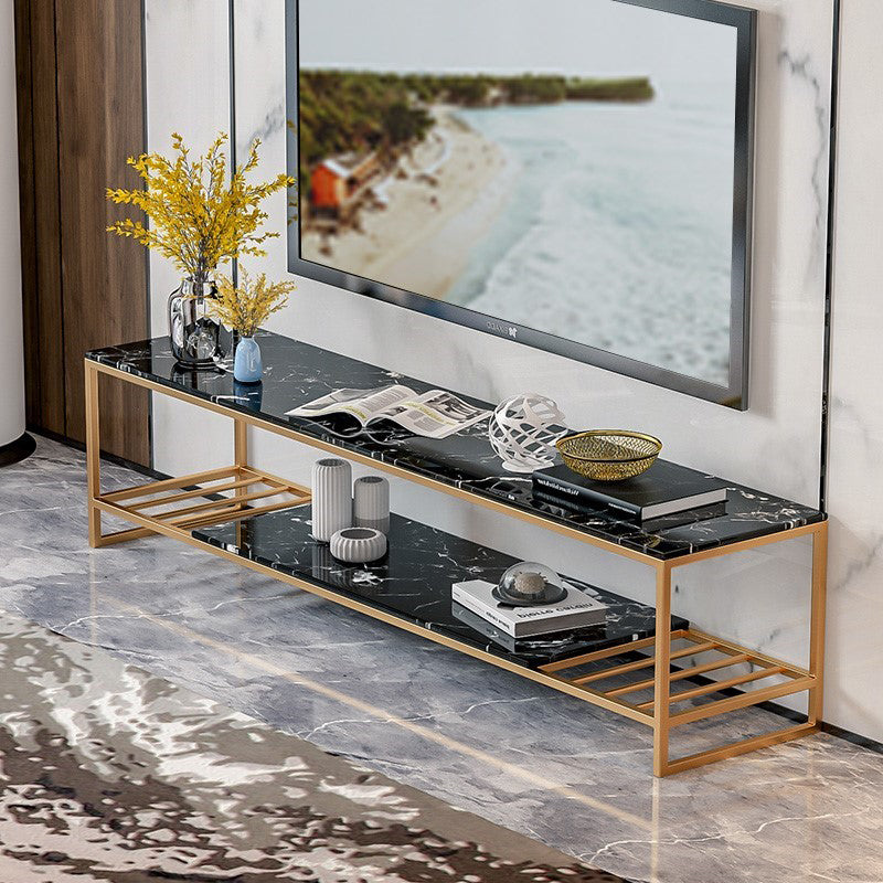 17.72"H TV Stand Open Storage Glam Style TV Console with 2-shelf for Living Room