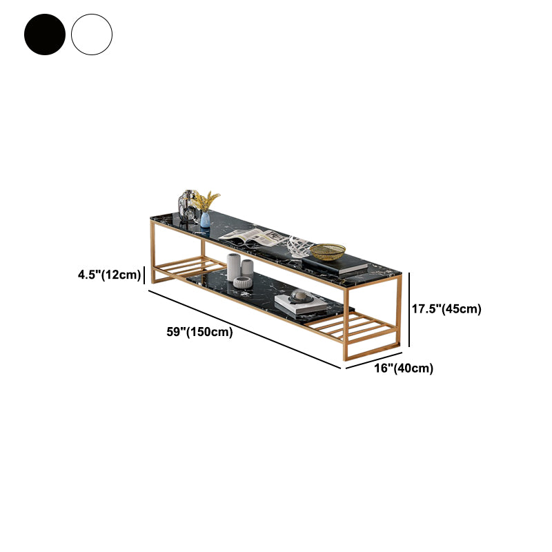17.72"H TV Stand Open Storage Glam Style TV Console with 2-shelf for Living Room
