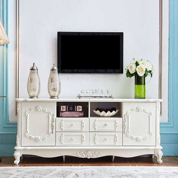 Rectangle Wooden TV Stand Traditional Enclosed Storage TV Cabinet