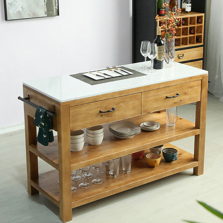 Modern Stationary Kitchen Island table Wood Kitchen Island table with Towel Rack