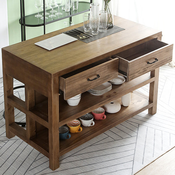 Modern Stationary Kitchen Island table Wood Kitchen Island table