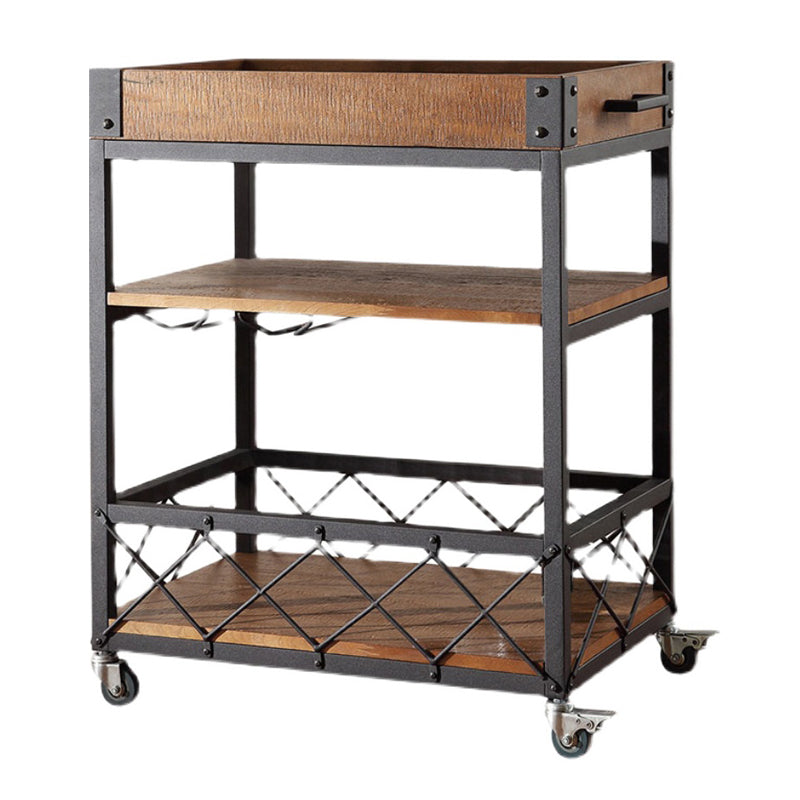 Rolling Industrial Kitchen Trolley Wooden Kitchen Trolley for Restaurant