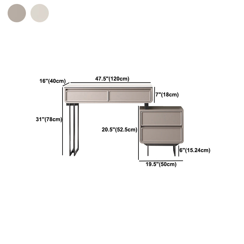 Glam Slate Top Makeup Vanity Desk Grey/White Makeup Vanity Set