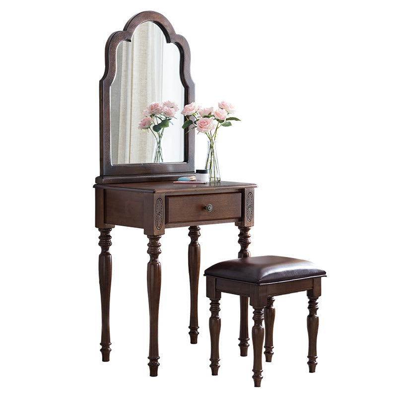 Traditional Wooden Vanity Makeup Dressing Table Stool Set, 23.62" Wide