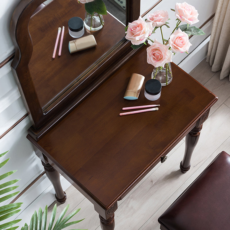 Traditional Wooden Vanity Makeup Dressing Table Stool Set, 23.62" Wide