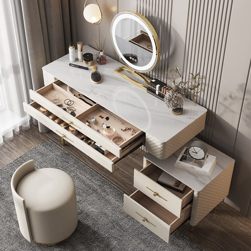 Contemporary Marble Dresser Makeup Counter With Storage Drawers for Bedroom