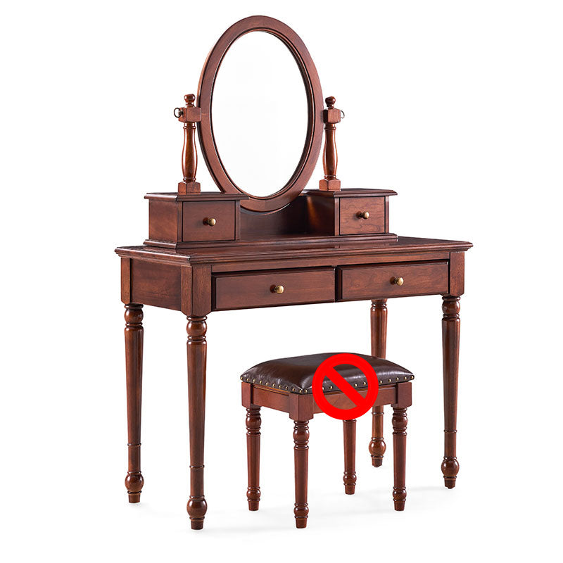 Traditional Wooden Makeup Vanity Desk Table With Drawer in Grand Walnut