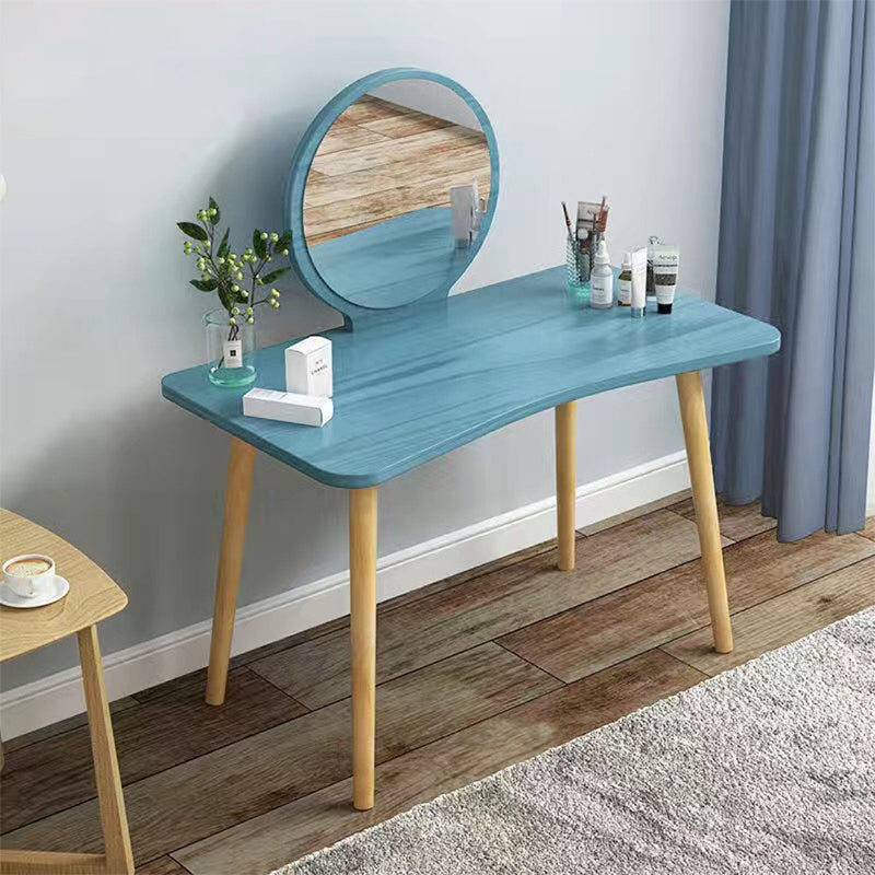 28.7" Height Wooden Makeup Vanity Desk Vanity in White /blue / Natural