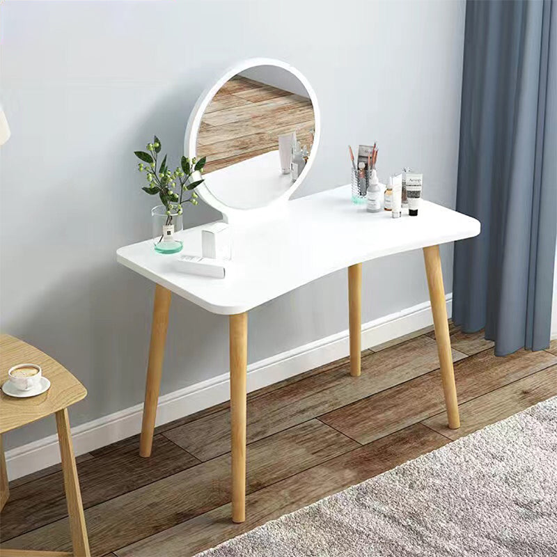 28.7" Height Wooden Makeup Vanity Desk Vanity in White /blue / Natural