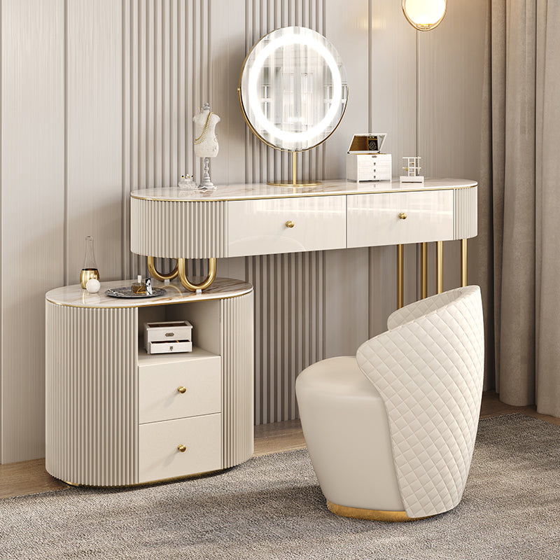 30.7" Tall Dressing Table Set with 4 Drawers Vanity in White