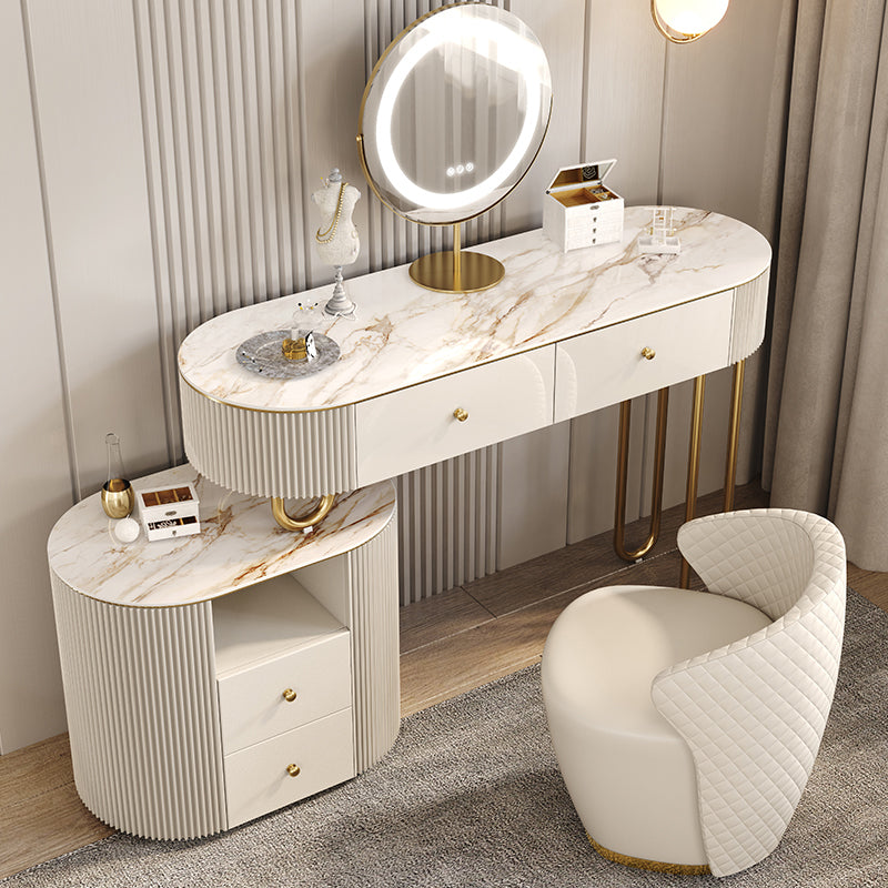 30.7" Tall Dressing Table Set with 4 Drawers Vanity in White