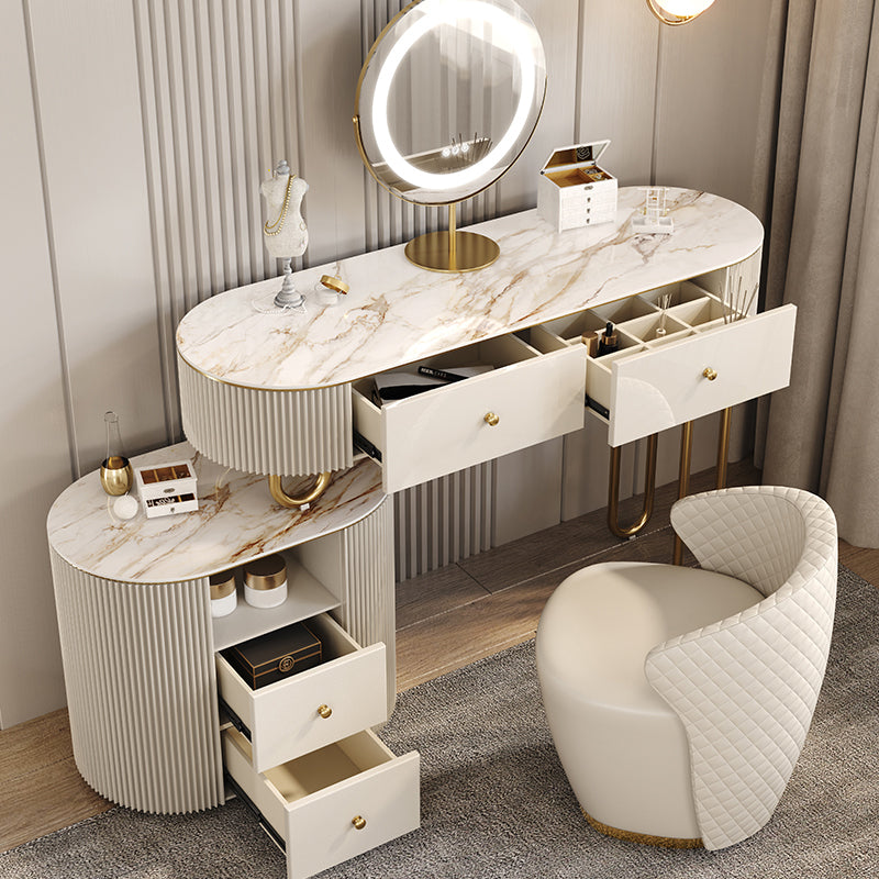 30.7" Tall Dressing Table Set with 4 Drawers Vanity in White