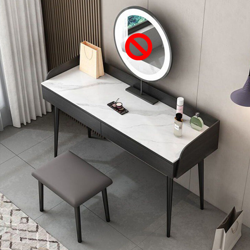 Contemporary Makeup Table Set with 2 Drawers, Black and White/Grey Make-up Vanity