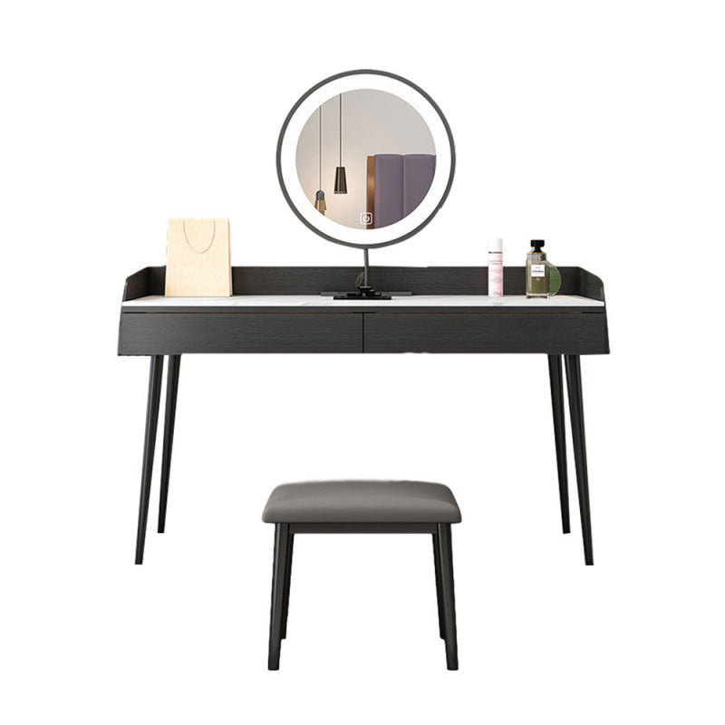 Contemporary Makeup Table Set with 2 Drawers, Black and White/Grey Make-up Vanity