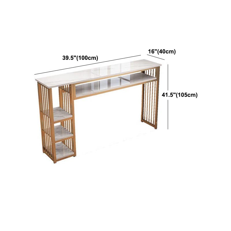 Indoor Marble Counter-height Pub Table Rectangle Modern Bar Dining Table