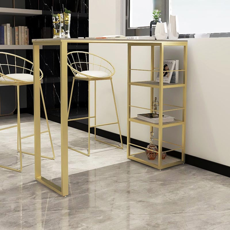 White and Gold Bistro Accent Dining Table Contemporary Indoor Bar Table