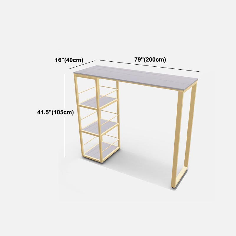 White and Gold Bistro Accent Dining Table Contemporary Indoor Bar Table