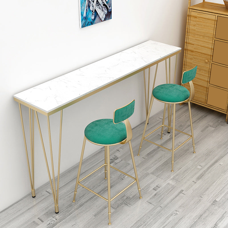 Indoor Glam Style Bar Table 42-inch Height Gold 4 Legs Bistro Table