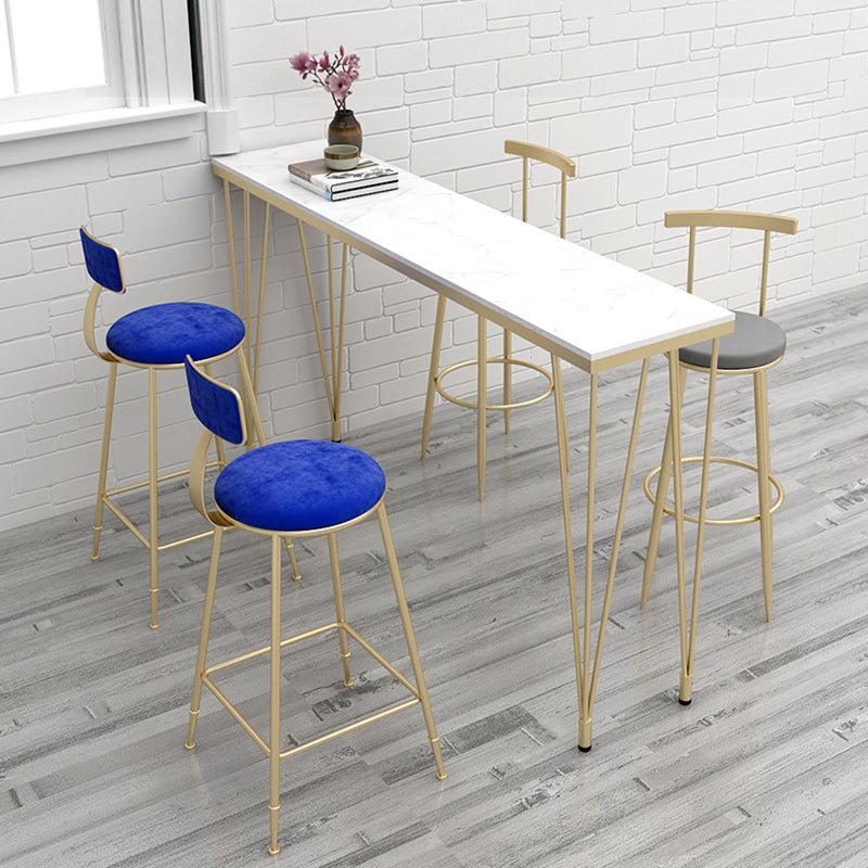 Indoor Glam Style Bar Table 42-inch Height Gold 4 Legs Bistro Table