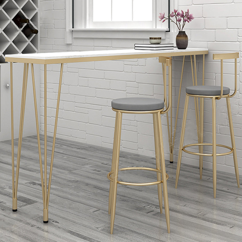 Indoor Glam Style Bar Table 42-inch Height Gold 4 Legs Bistro Table