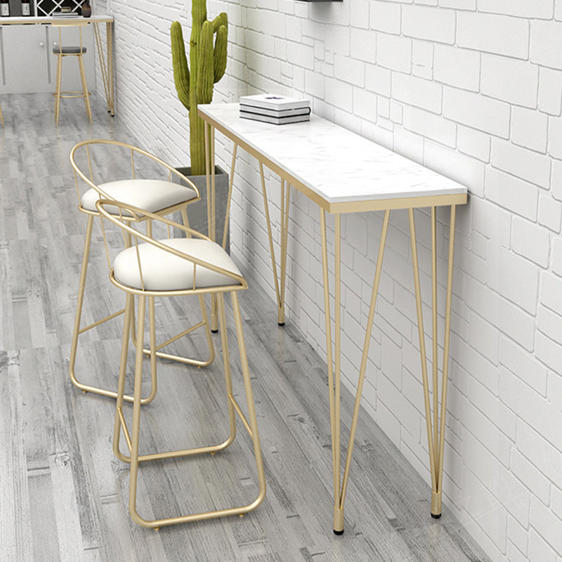 Indoor Glam Style Bar Table 42-inch Height Gold 4 Legs Bistro Table