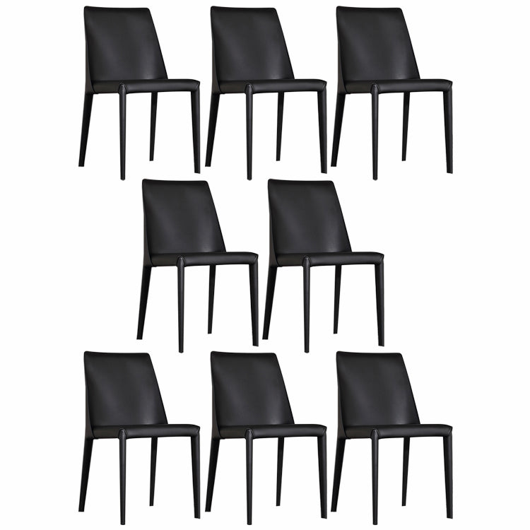 Contemporary Leather Dining Chair Armless Upholstered Dining Chairs for Home Use