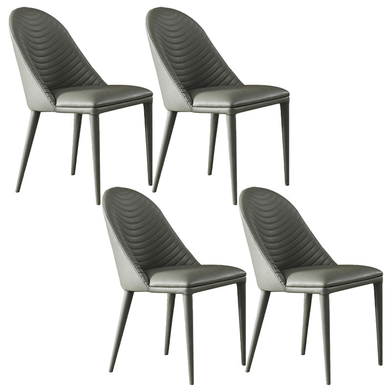 Modern Style Faux Leather Dining Chairs Metal Armless Dining Chair for Home Use