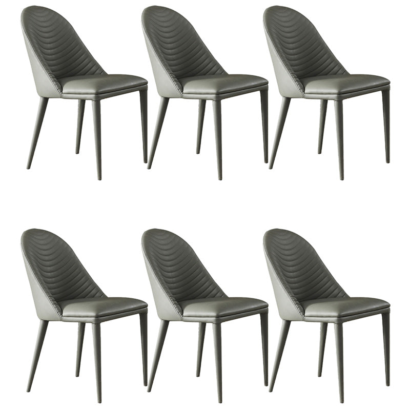 Modern Style Faux Leather Dining Chairs Metal Armless Dining Chair for Home Use