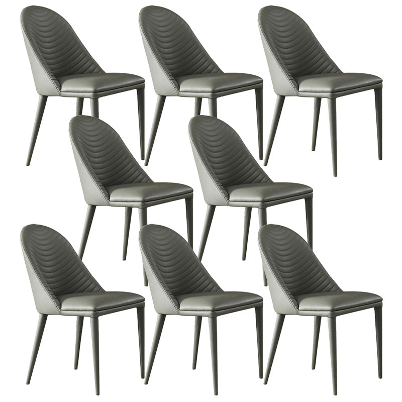 Modern Style Faux Leather Dining Chairs Metal Armless Dining Chair for Home Use