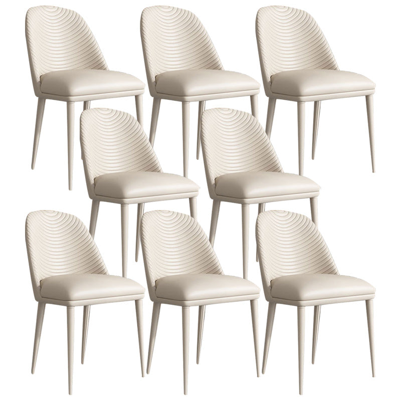 Modern Style Faux Leather Dining Chairs Metal Armless Dining Chair for Home Use