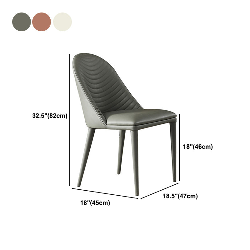 Modern Style Faux Leather Dining Chairs Metal Armless Dining Chair for Home Use