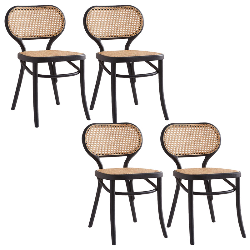 Traditional Wood Dining Armless Chairs Open Back Dining Side Chair for Restaurant Use