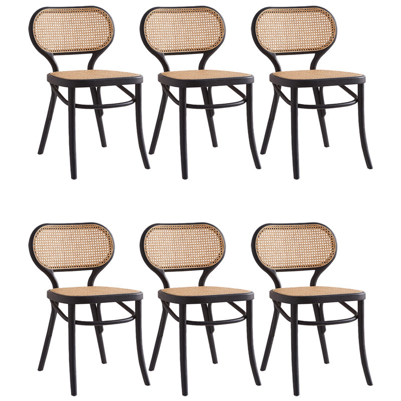 Traditional Wood Dining Armless Chairs Open Back Dining Side Chair for Restaurant Use