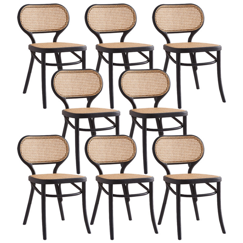 Traditional Wood Dining Armless Chairs Open Back Dining Side Chair for Restaurant Use