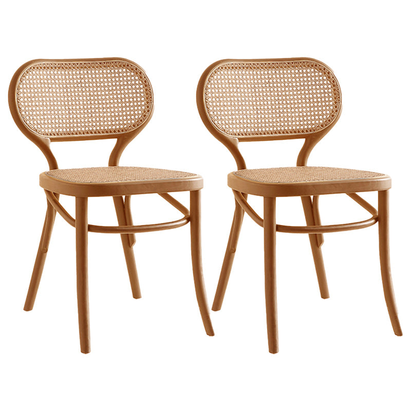 Traditional Wood Dining Armless Chairs Open Back Dining Side Chair for Restaurant Use