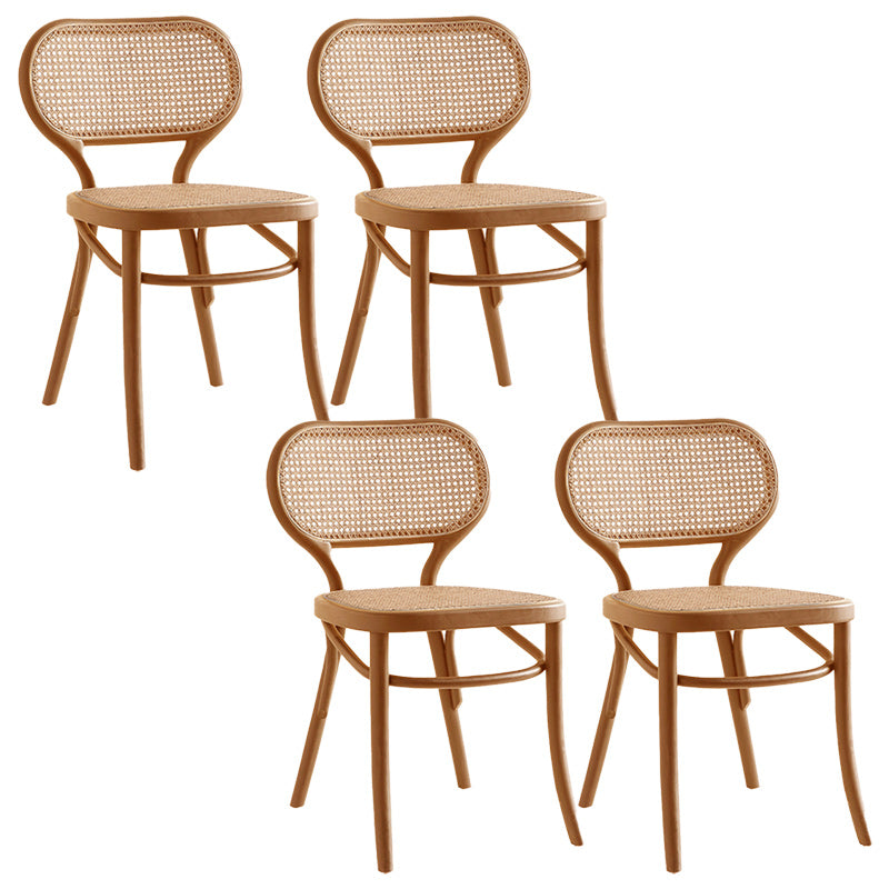 Traditional Wood Dining Armless Chairs Open Back Dining Side Chair for Restaurant Use