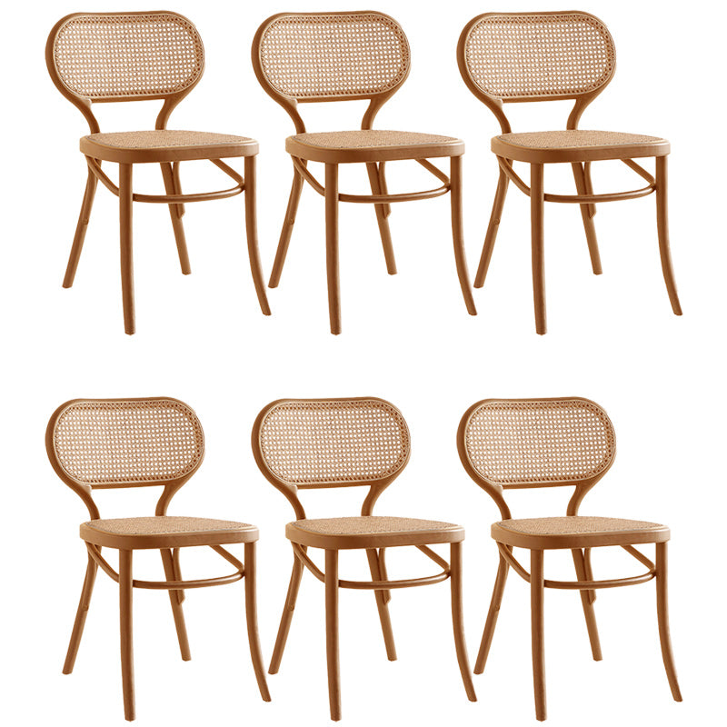 Traditional Wood Dining Armless Chairs Open Back Dining Side Chair for Restaurant Use