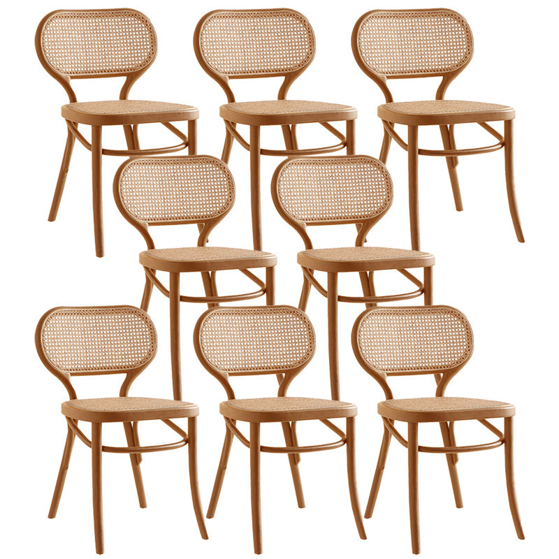 Traditional Wood Dining Armless Chairs Open Back Dining Side Chair for Restaurant Use