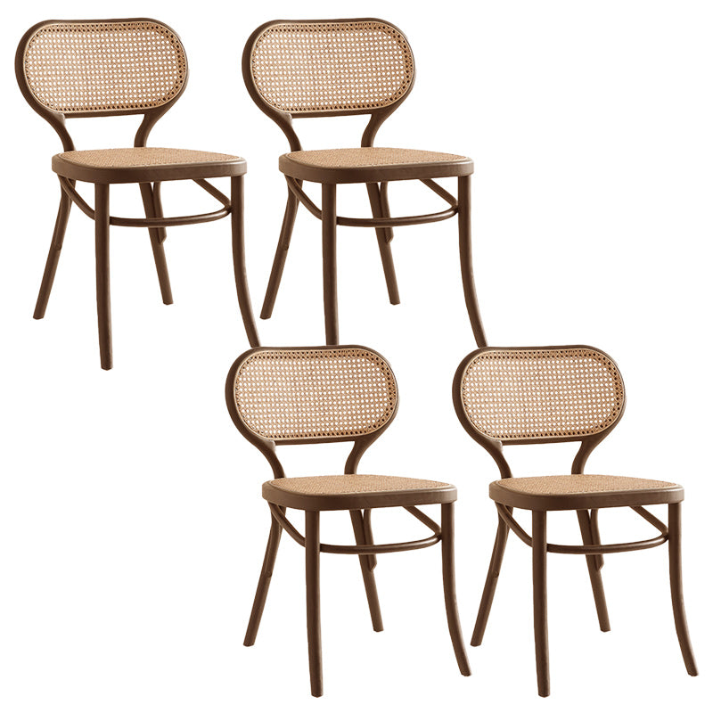 Traditional Wood Dining Armless Chairs Open Back Dining Side Chair for Restaurant Use